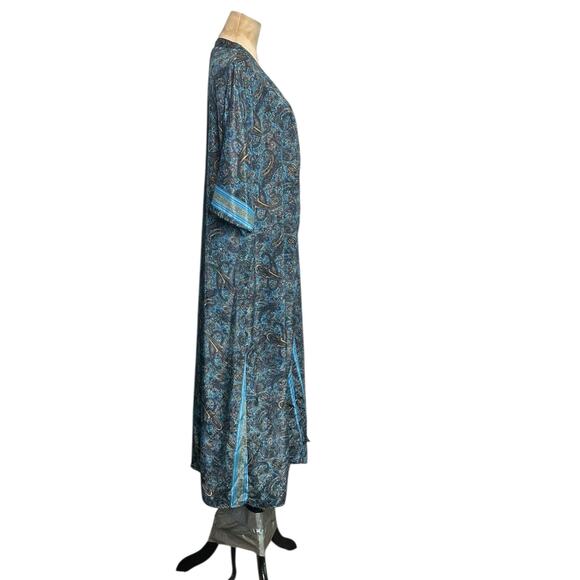 Raj Emporium blue paisley open front kimono robe size One Size - Picture 7 of 8
